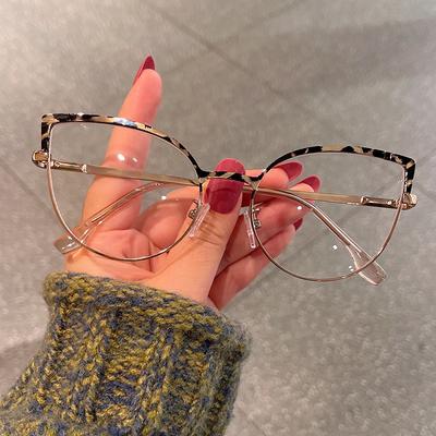 European American Style Frame Glasses Cat Eye Shape Anti Blue Light Glasses Fashion Trendy Decorative Glass
