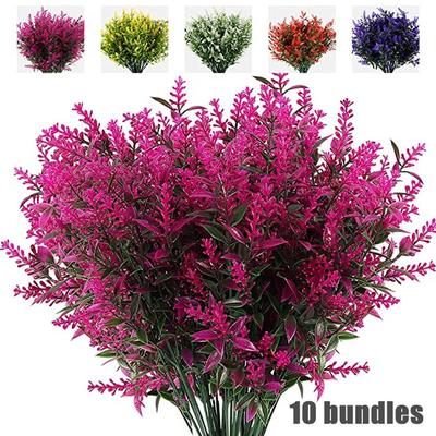 10 Bündel künstliche Lavendelblätter aus Kunststoff, künstliche Blumen, Grünpflanzen für den Außenbereich, Hof, Hochzeitsdekoration