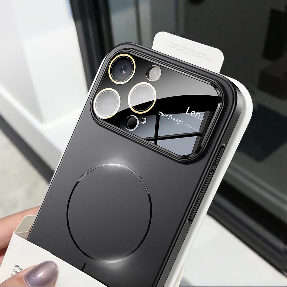 Large Windows Suitable for IPhone 16 Matte Skin Feeling Mobile Phone Case Apple 15 ProMax Thin Circle Magnetic PC Protection Case