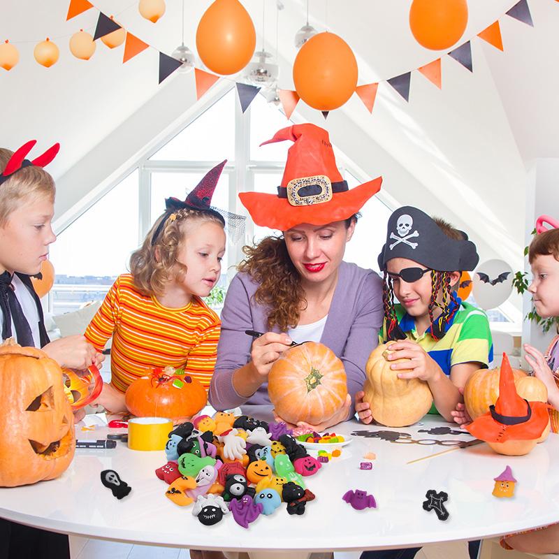 10-30Pcs Halloween Squishy Toys Cute Pumpkin Ghost Halloween Trick or Treat Goodie Bag Pinata Fillers Kids Party Favors Gift