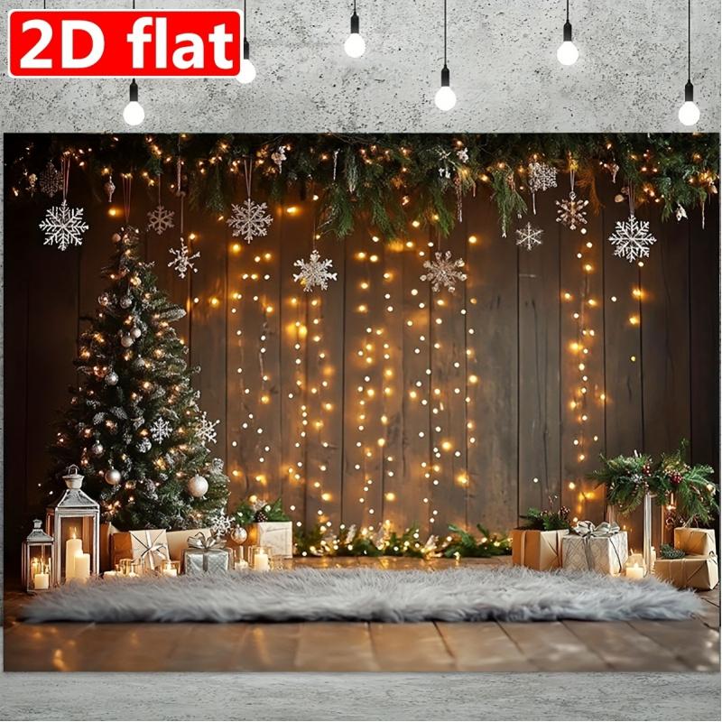 1pc, 2D Flat, Christmas Background Pattern Backdrop - Polyester Fiber Photography Backdrop, for Holiday Parties, Photo Booths, W