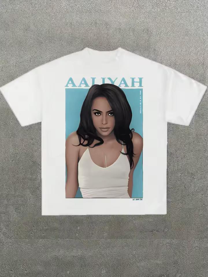 AaliYah-Camiseta Ladiesfashionable summer round neck T-shirt short sleeve