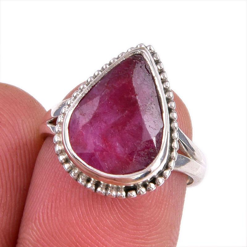 

Red Ruby(Simulated) Gemstone Handmade 925 Sterling Silver Jewelry Ring S.6 V5m05