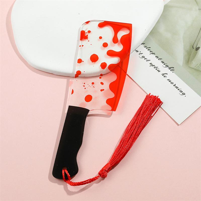 1Pcs Creative Horror Themed Series Clear Acrylic Tassel Bookmark Gifts