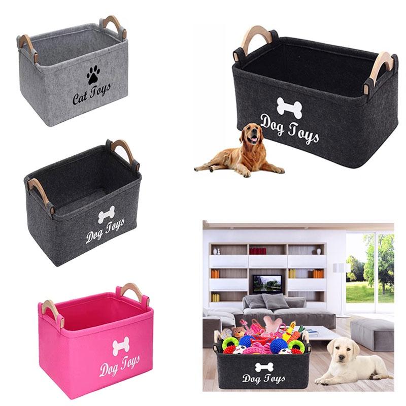 Aufbewahrungsbox aus Filz mit Holzgriff Großer quadratischer Aufbewahrungsbehälter für Haustierspielzeug