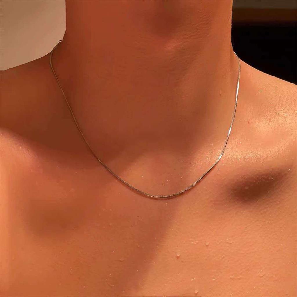 Women's Snake Bone Chain Necklace: Titanium Steel, Non-Fading, Minimalist Choker, Light Luxury Clavicle Accessory.