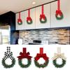 6PCS Christmas Wreath 13CM Mini Artificial Wreath Front Door Sign With Berries & Bows Christmas Wreath Tiny Wreaths for Indoor