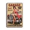 Vintage S Pinup Girl Mechanic Metal Tin Sign Xcm  Classic Auto Garage Wall Art Rusty Man Cave Decor for Bar Cafe