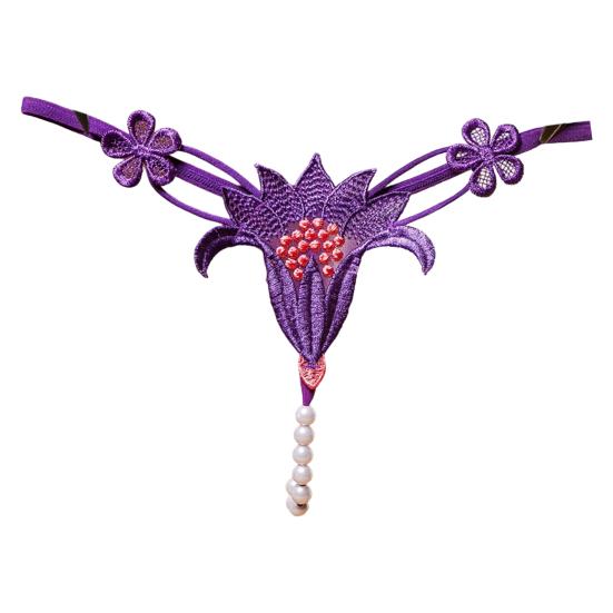 Women Panties sexy Wear-Resistant Nylon Stylish Floral Pearl Briefs Thong for Home