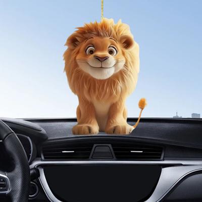 Automobile Pendant Lion Shape Decorative Ornament Vibrant Color Universal Fit Acrylic Figure Car Interior