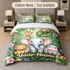 Wildlife Animals Theme Custom Text Or Name 3Pcs Bedding Set 1 Flat Sheet & 2 Pillowcases Personalized Home Bedding