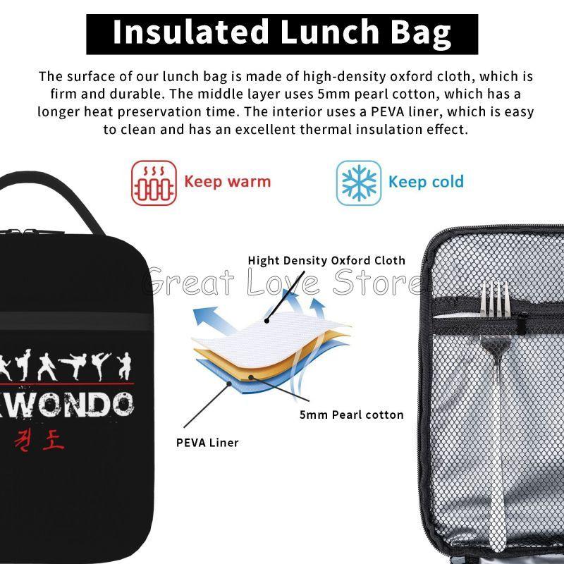 Bolsa de Almuerzo Térmica Taekwondo Corea Portátil Impermeable Caja de Almuerzo Oxford Reutilizable Térmica Bolsas Tote Bento para Trabajo Escuela Picnic