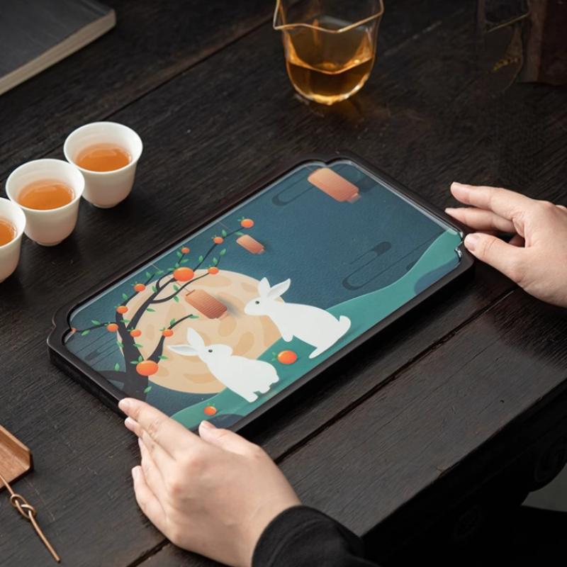 Chinese Style Tea Tray Natural Bamboo Dry Bubble Tea Table Home Kung Fu Tea Set Bamboo Tray