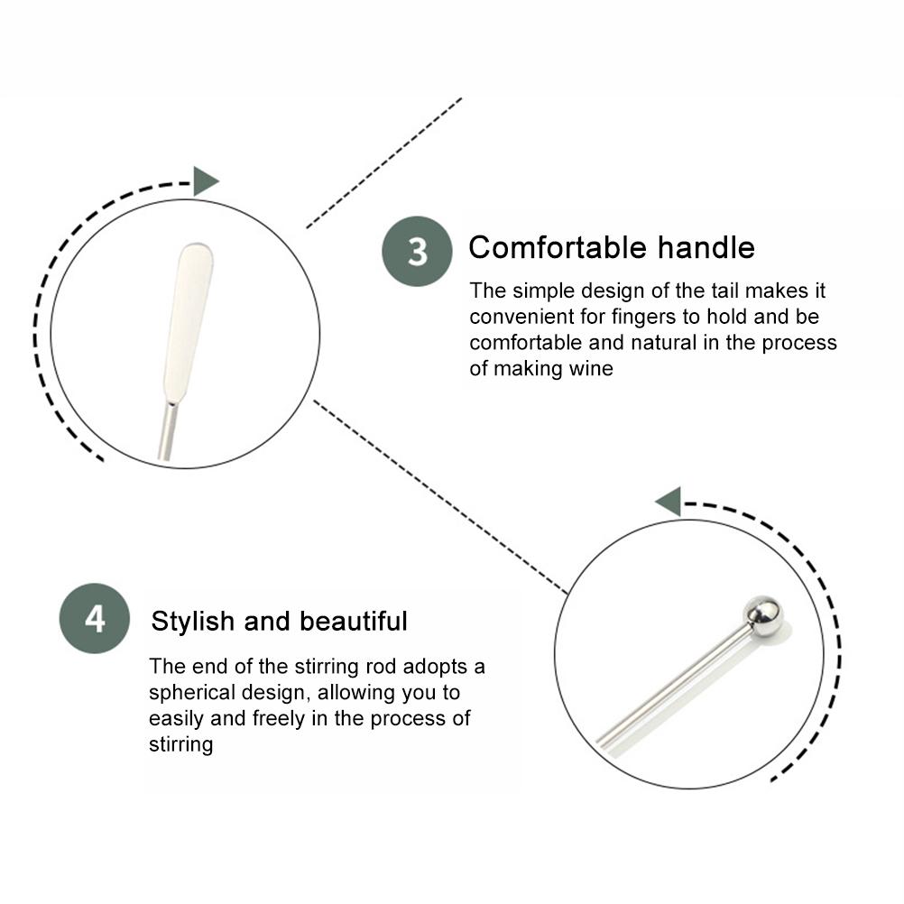 10Pcs Swizzle Sticks Stainless Steel Coffee Cocktail Beverage Drink Stirrer Stick Reusable Stir