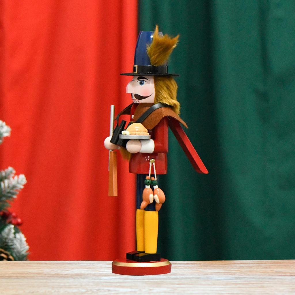 Traditional Wooden Nutcracker Ornament Statue Collectible Desk Sculpture Figurine Christmas