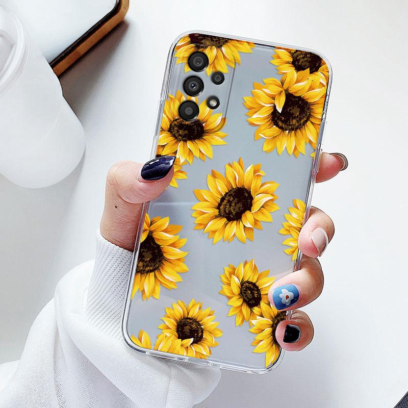 Phone Case For Samsung A53 5G A33 Floral Silicon Cover For Samsung Galaxy A73 Fundas Coque Transparent Soft Capas Flower TPU
