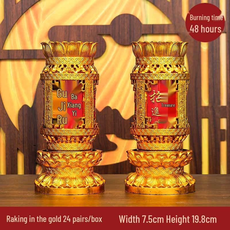 Smokeless Crystal Candle for Buddha Offerings, Housewarming, or New Year Celebrations - Windproof Red Butter Lamp