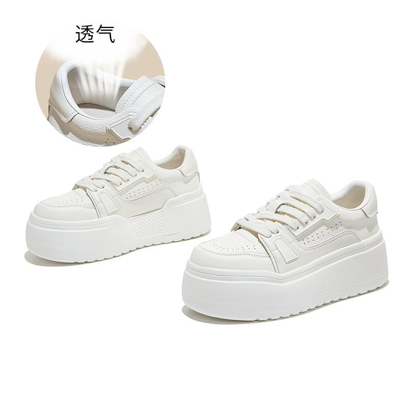 

Wula grass pigskin insoles, genuine leather little white shoes, women s spring new thick-soled heightening board shoes, casual muffin shoes 35 белый