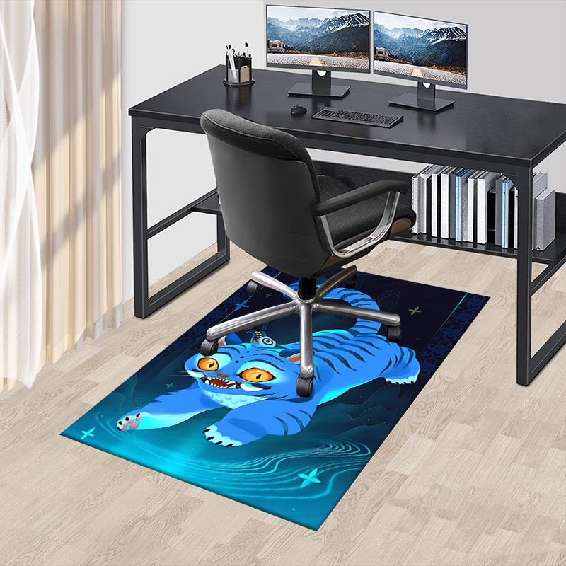 Blue Tiger Fantasy Carpet For Playroom Bedroom Living Room Sofa Home Decorkids Game Area Rug Nonslip Floor Mat