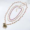 Women Jewelry Vintage Metal Zebra Pendant Layered Beaded Chain Link Necklaces Luxury Prom Party Accessories Gift