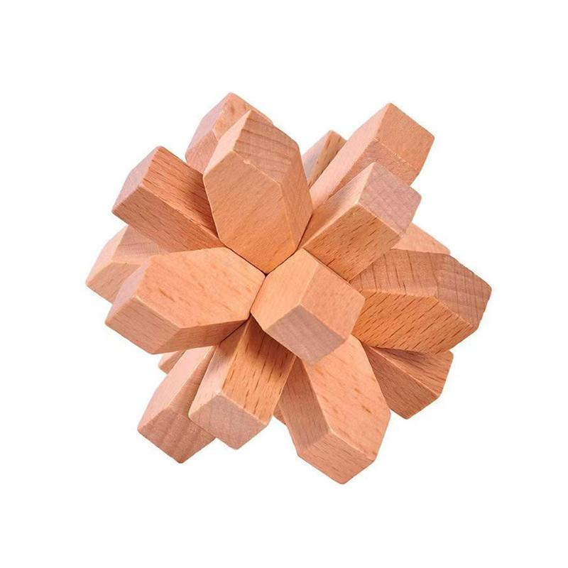 Activating Toys Luban Lock Plum Blossom Shaped Wooden Interlocking Puzzles For Adults Kids Logic Iq Challenge Brain Teaser Educational Toys
