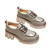 Women's British Style Leather Loafers - 2023 Spring/Autumn Chunky Heels & Soles, Fashionable Color-Matching Design