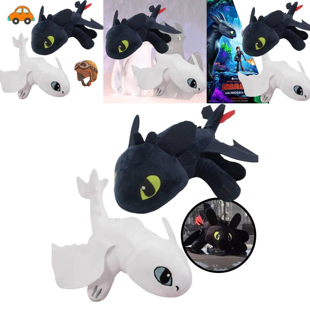 Toothless Dragon Helmet Sucker Plush Motorcycle Decoration 20cm Black
