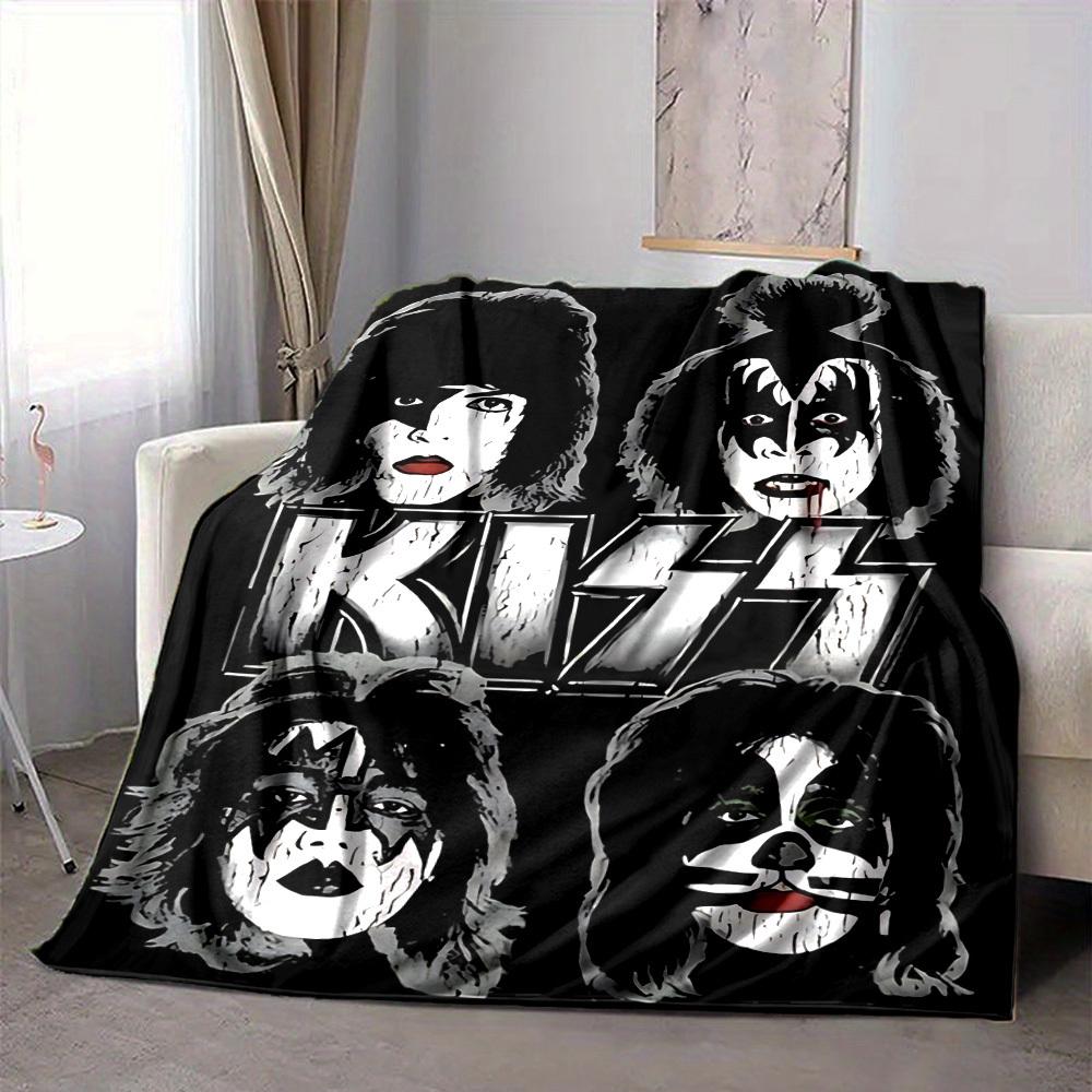 1pc KISS Band Flannel Blanket, Soft Skin Friendly with Digital Printing, Various Sizes Available for Family, Friends, Birthday