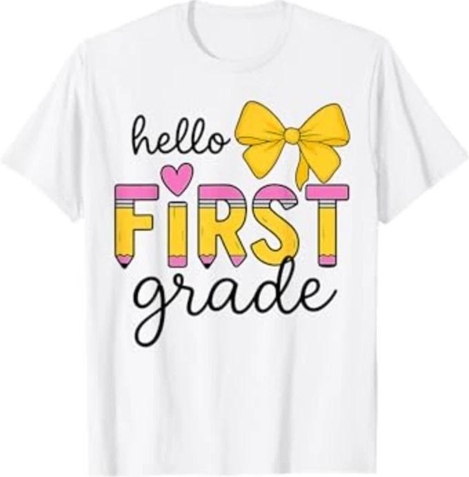 Hello First Grade Back to School Pencil T-Shirt 3XL