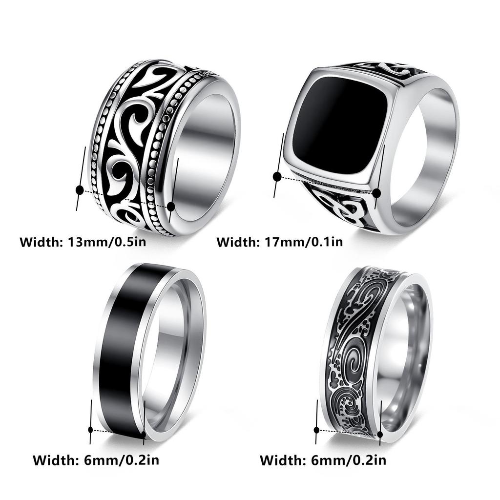 Nuevo Conjunto de Anillos Retro de Acero Inoxidable - Joyería Personalizada