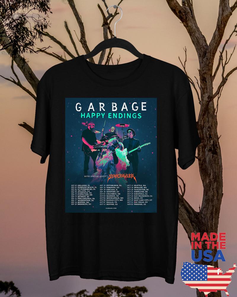 GARBAGE BAND HAPPY ENDINGS UNISEX BLACK COTTON T Shirt Full Size S-5XL
