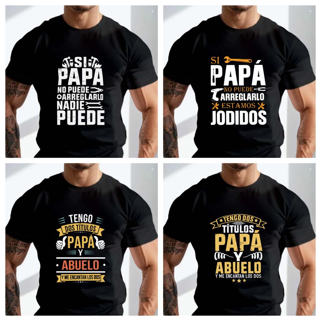 Als Papa Het Niet Kan Repareren, Zijn We Verpest T-shirt Retro Spaanse Vader Papa Cadeau Mannen Motor Kleding Casual EU Maat T-shirt 2026 Nieuw
