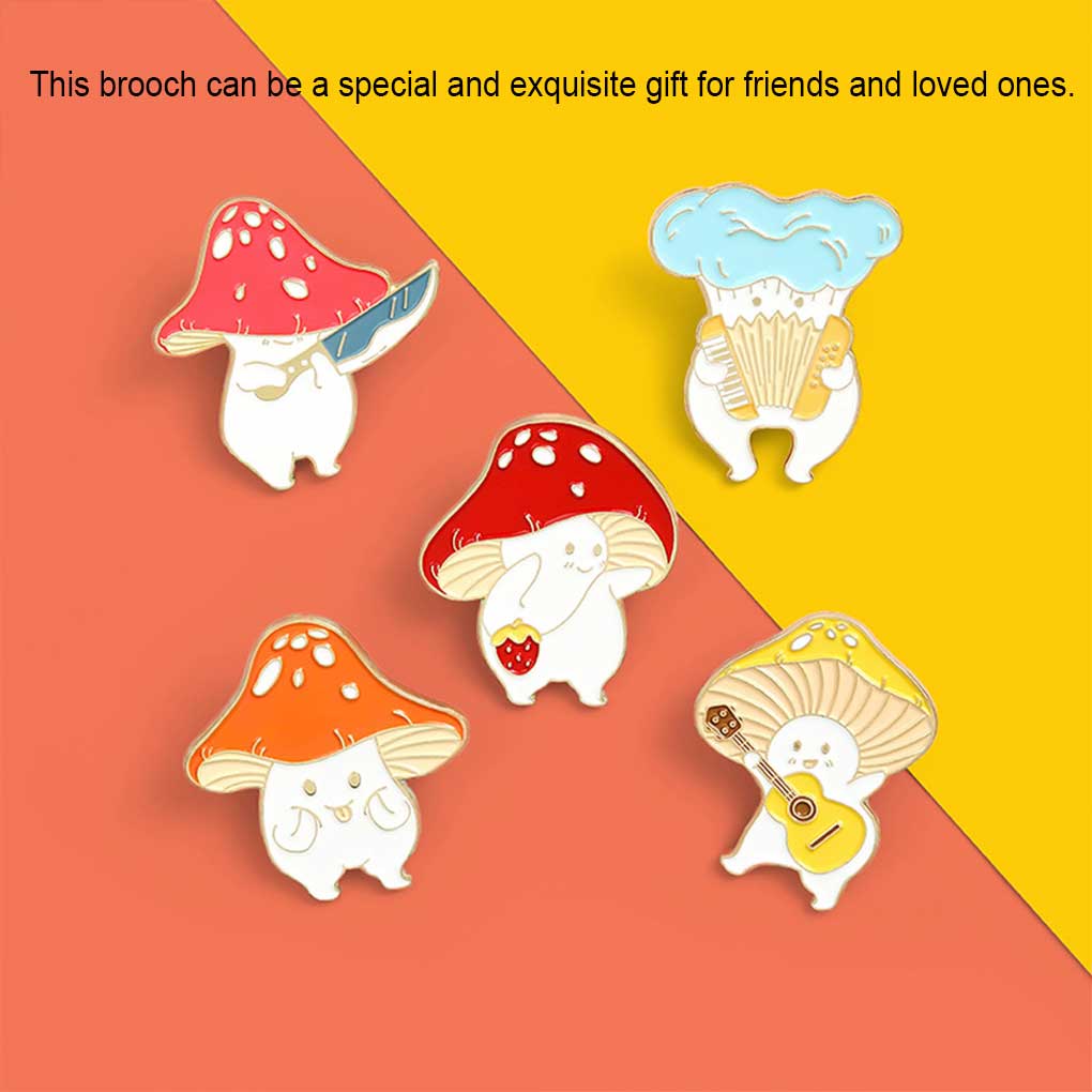 5pcs Brooch Cartoon Mushrooms Mini Badge Patches Self-Assembly Elegant Accessory Clothing Jewelry Ornaments Lovely