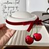 Headdress Round Hat Hair Clip French Style Women Hairpin Vintage Cherry Hat Hairpin  Photography