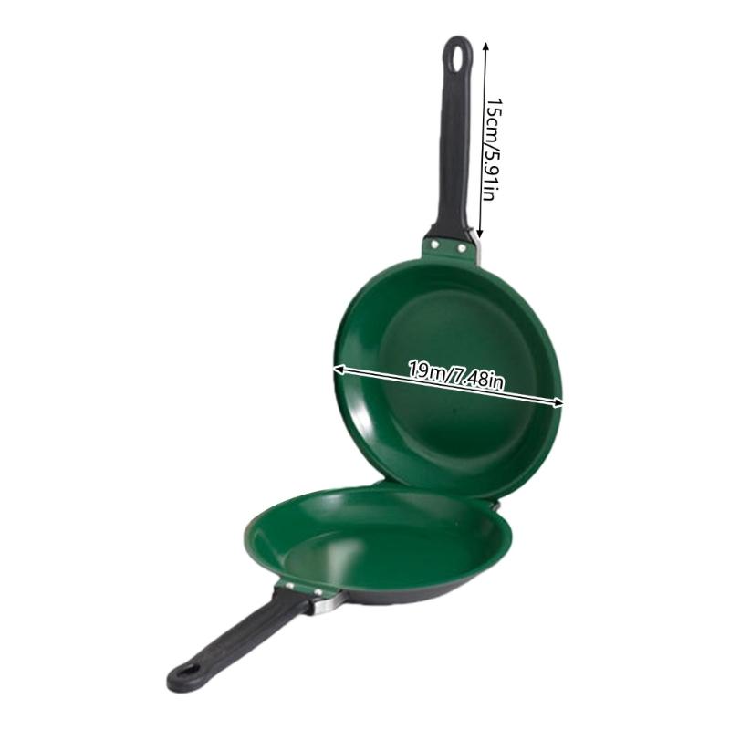 Folding Skillets 19cm Double-Sided Frying Pan Easy Cleaning Breakfast Solution Ergonomic Handle Kitchen Cookware