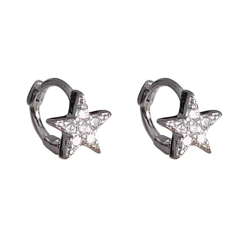 VENTFILLE 925 Sterling Silver Stars Zircon Hoop Earring for Women Extremely Small Sweet Simplicity Trend Jewelry Gift Dropship