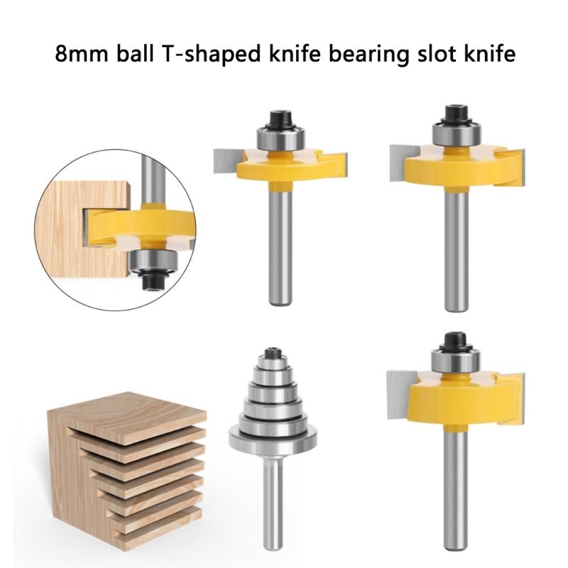 4pcs/set High Precise Rabbeting Routers Bit Set For Woodworking Projects 1/4Inch Round Shank 1/2 1/4 3/8in Depth Capacity