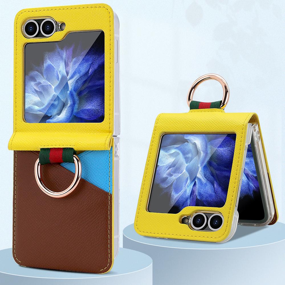 

Colorful Ring Holder Cards Solt Wallet Leather Case For Samsung Galaxy Z Flip 6 5 4 3 5G Vertical Bag Pocket Flip6 Flip5 Cover For Samsung Galaxy Z Flip 3