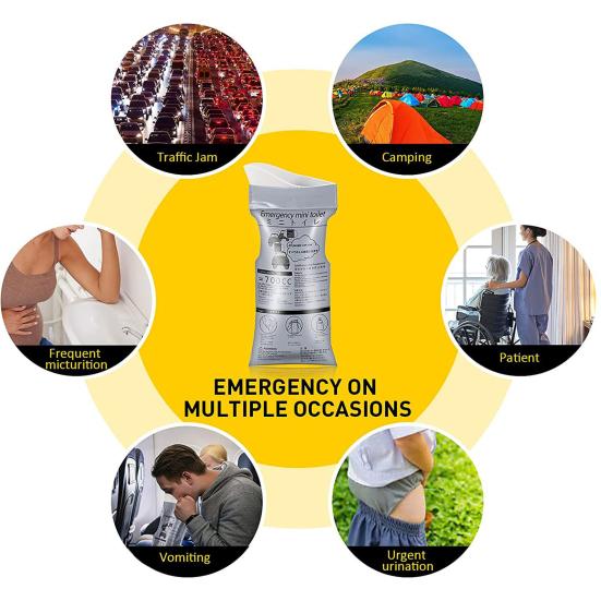6 Orinatoi Portatili Da Viaggio 700 Ml - Sacchetti Per Urina Con Gel Assorbente, Uomo/Donna, Per Campeggio E Emergenze