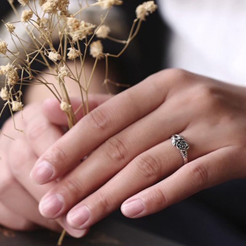 Retro Rose Ring For Women Classic Unisex Vintage Adjustable Open Ring Cuff High End Accessories Designer Jewelry Lovers Gift