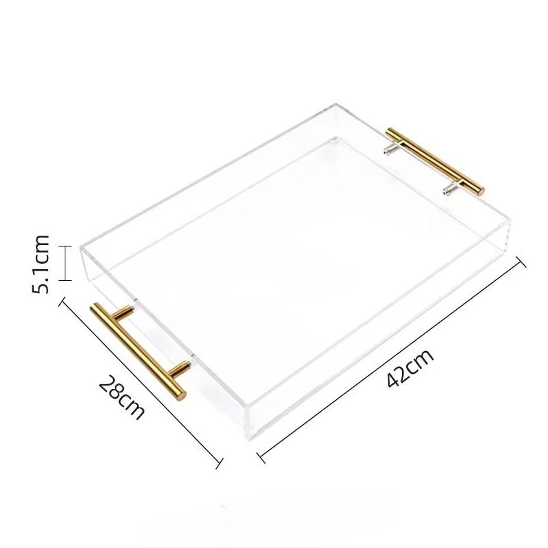 

Clear Acrylic Storage Tray with Handle,Kitchen Storage,Makeup Organizer,Home Trays Decorative,Living Room Bathroom Storage Tray