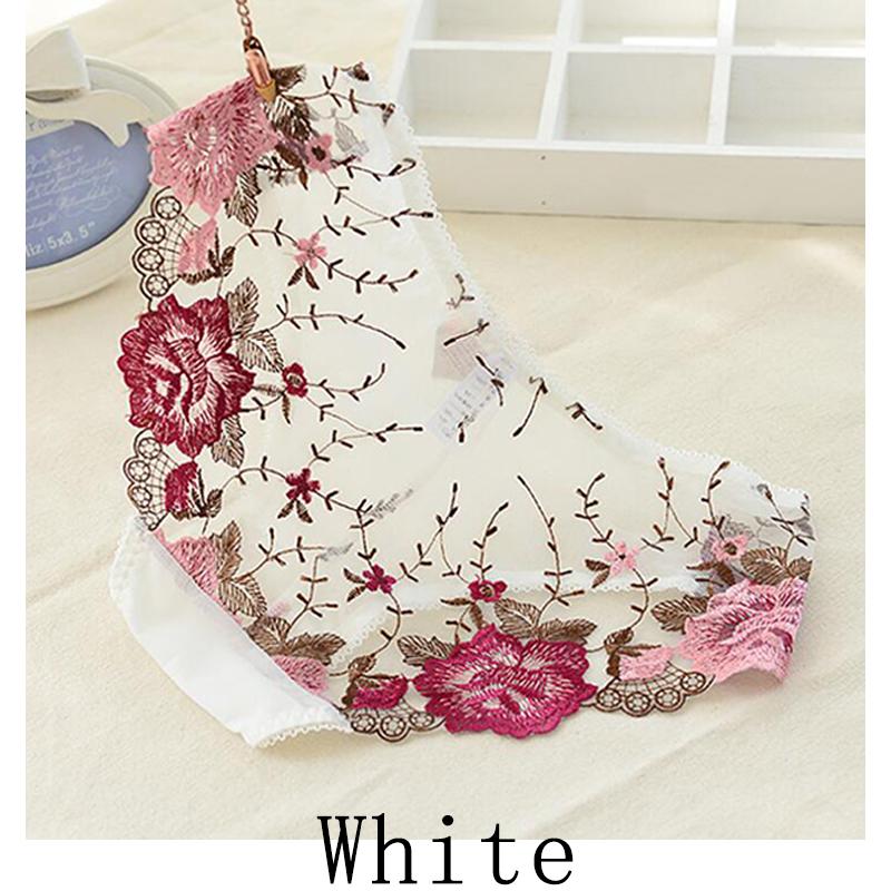 

Модные женские трусики с низкой посадкой и вышивкой, удобные дышащие трусы для девочек, кружевные трусики с цветочным принтом M