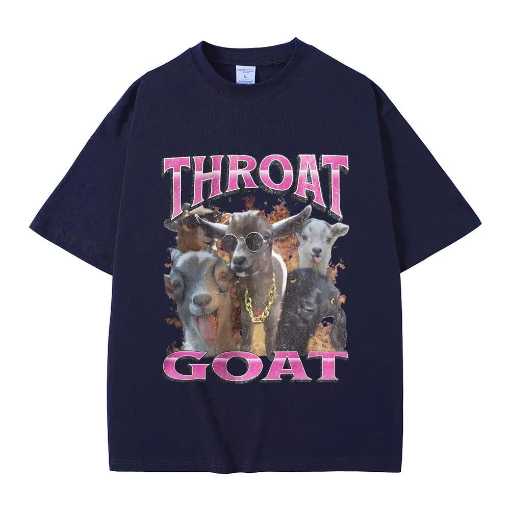 Funny Throat Goat Graphic Print T-shirts Male Fashion Oversize Streetwear Men Women Casual High Quality Pure Cotton Short Sleeve