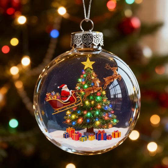 Vánoční koule s rodinou sobů Legrační 3D sob Závěsná dekorace Plastová vánoční koule Zimní ozdoby na vánoční stromek Vnitřní domácí dekorace