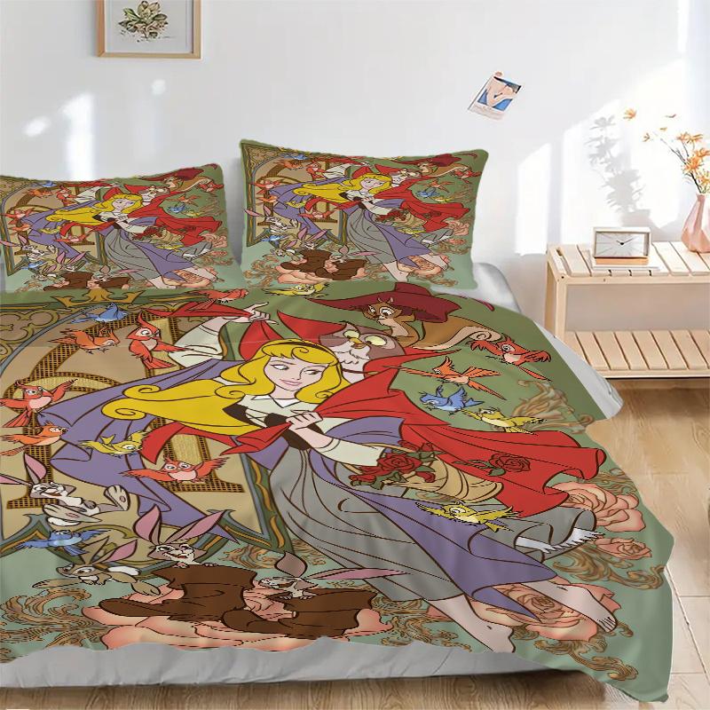 

3pcs Aurora Sleeping Beauty Printed Quilt Set - Soft and Comfortable Quilt Cover for Bedroom, Guest Room and Dormitory Decorative Bedding Set 1 D 135x200cm