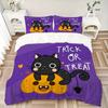 3pcs Trick or Treat Adorable Cat and Pumpkin Bedding Set - Includes Quilt Cover and Pillowcases, Suitable for All Seasons,