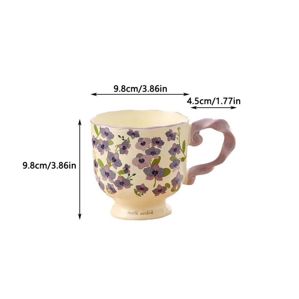 High Value Pastoral Flower Mug Tall Water Cup Girls Office Coffee Cup Personalized Internet Celebrity Ceramic Cup