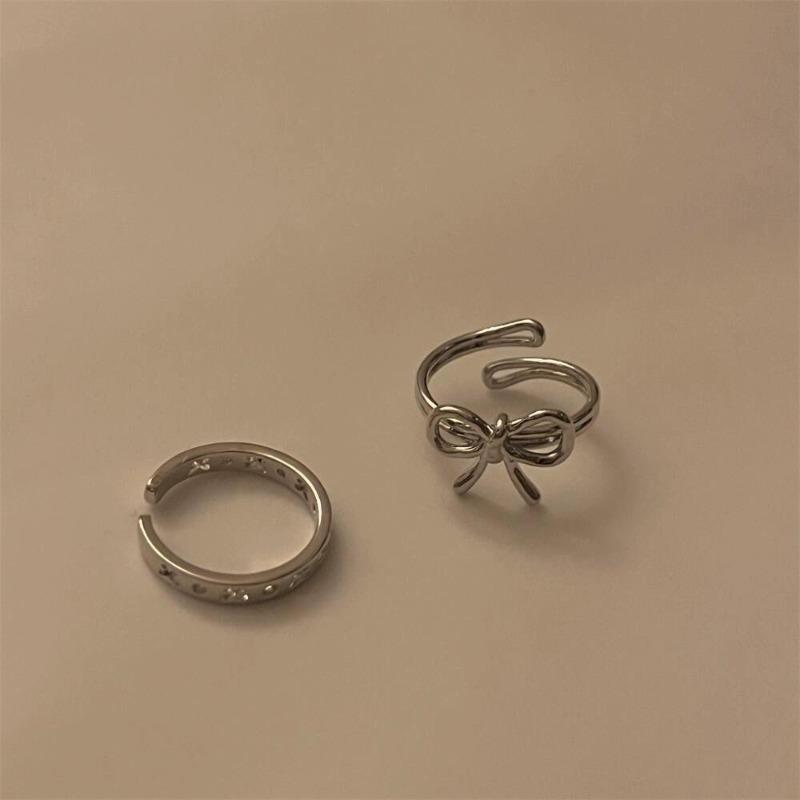 Fashion Bow Ribbon Rings For Women Sweet Cute Geometric Bow Opening Adjustable Rings Wedding Party Jewelry Gifts