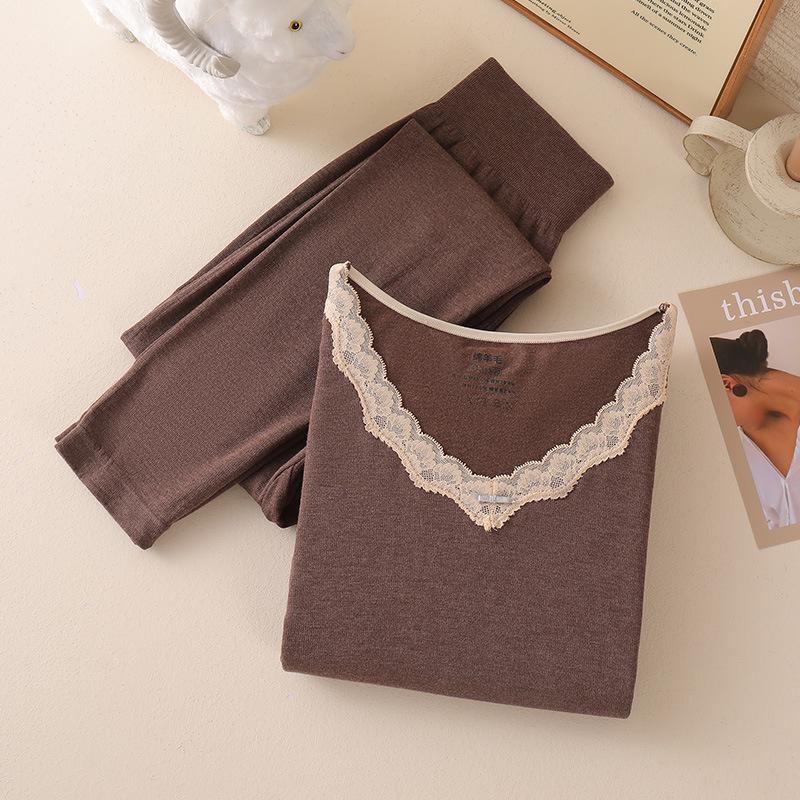 

2025 Women s Seamless V-neck Body Shaping Thermal Underwear Set for Autumn/Winter One Size (recommended for 40-70 kg)
