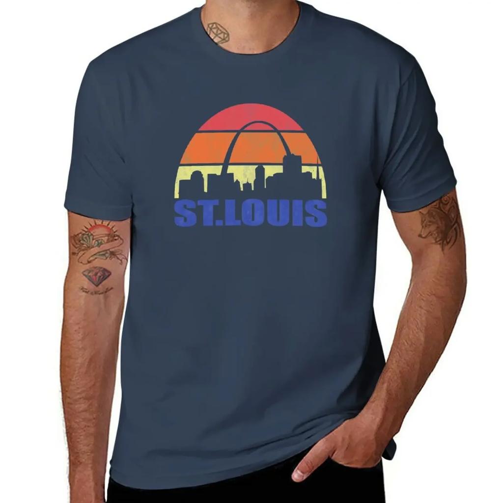 Vintage St. Louis Skyline - St. Louis Missouri Arch T-Shirt quick-drying kawaii clothes T-shirts for men cotton